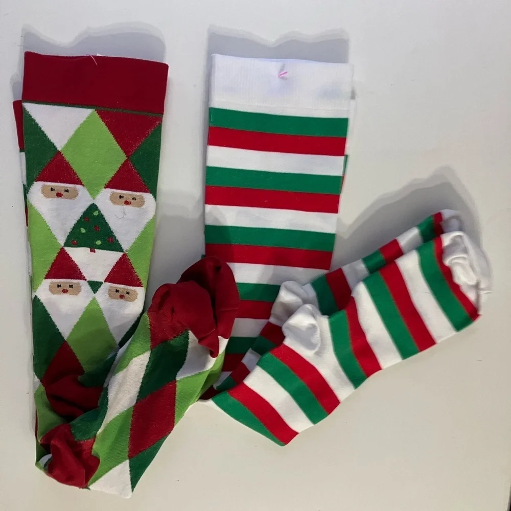 Festive Christmas Striped and Argyle Socks